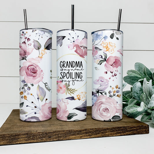 GRANDMA IS MY NAME AND SPOILING IS MY GAME TALL TUMBLER Tumblers Harlow Boutique Official Online Store 