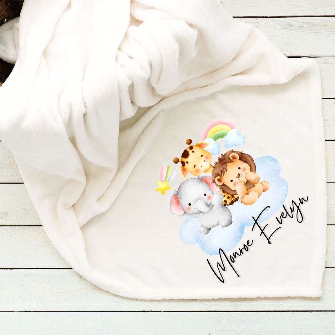 Safari Animals Clouds Baby Blanket Blankets Harlow Boutique Official Online Store 