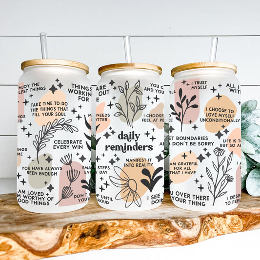 DAILY REMINDERS - VERSION 1 GLASS JAR TUMBLER Harlow Boutique Official Online Store 