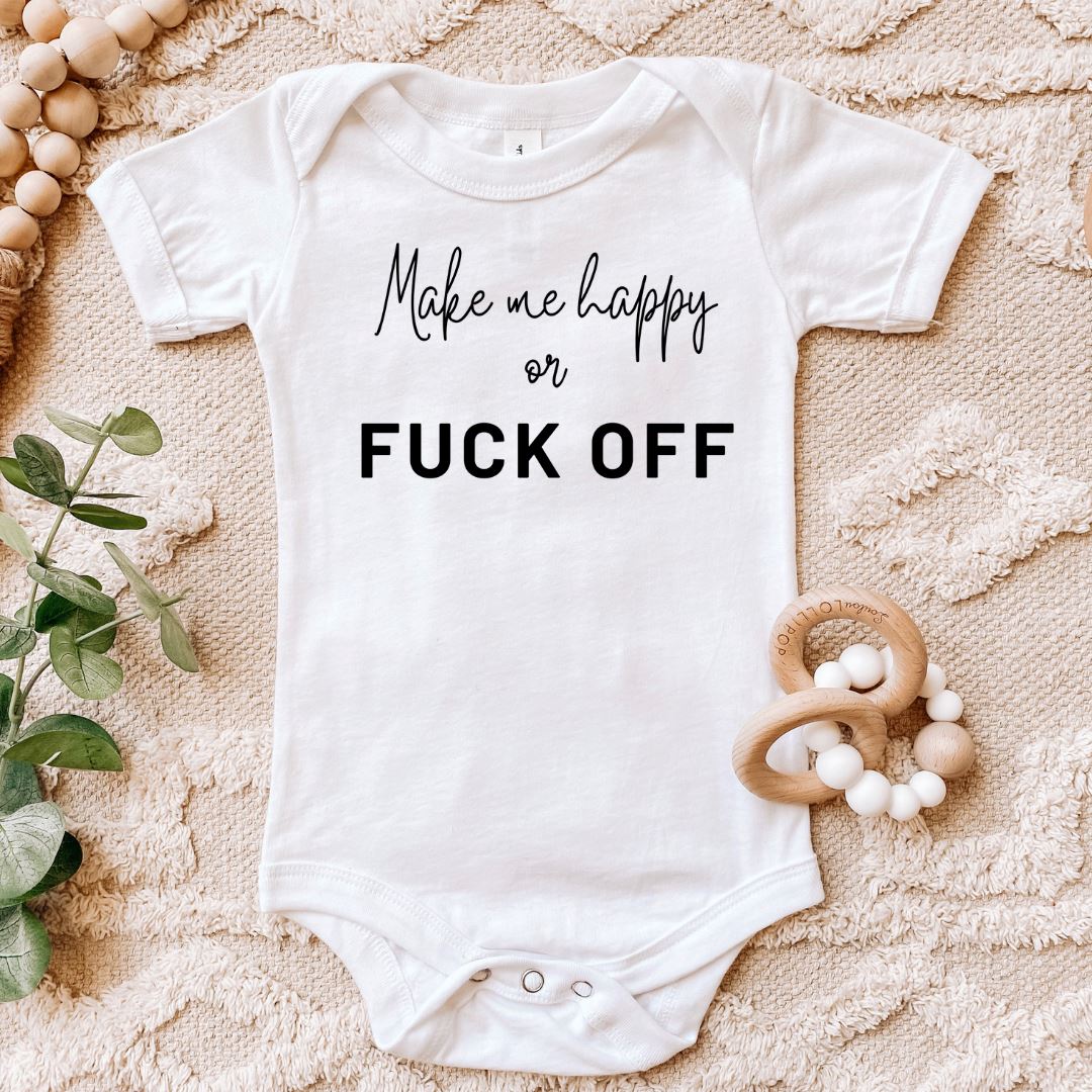 Make Me Happy Or Fuck Off Baby Bodysuit Harlow Boutique Official Online Store 